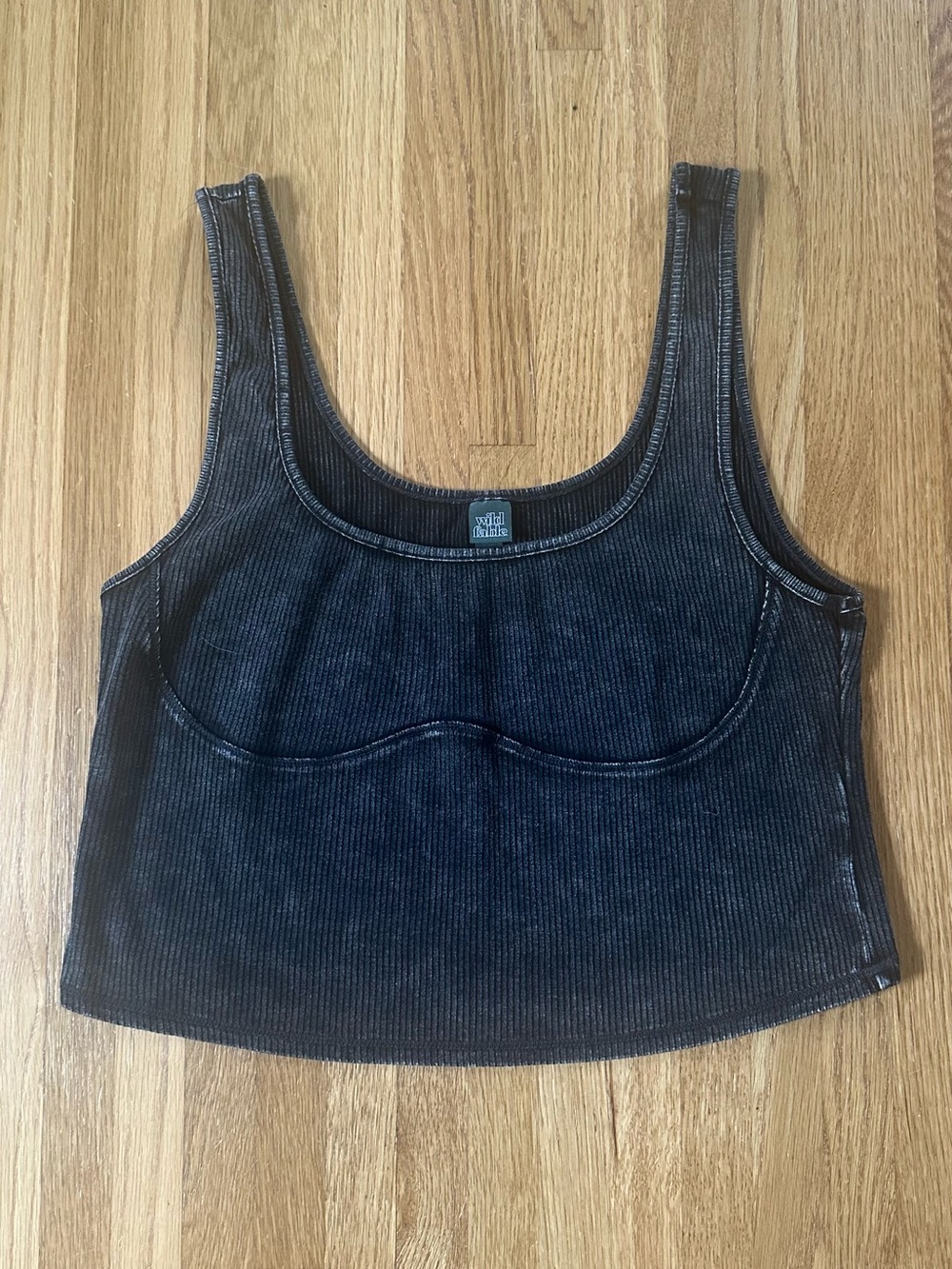 Wild Fable Black Ribbed Scoop Neck Crop Tank